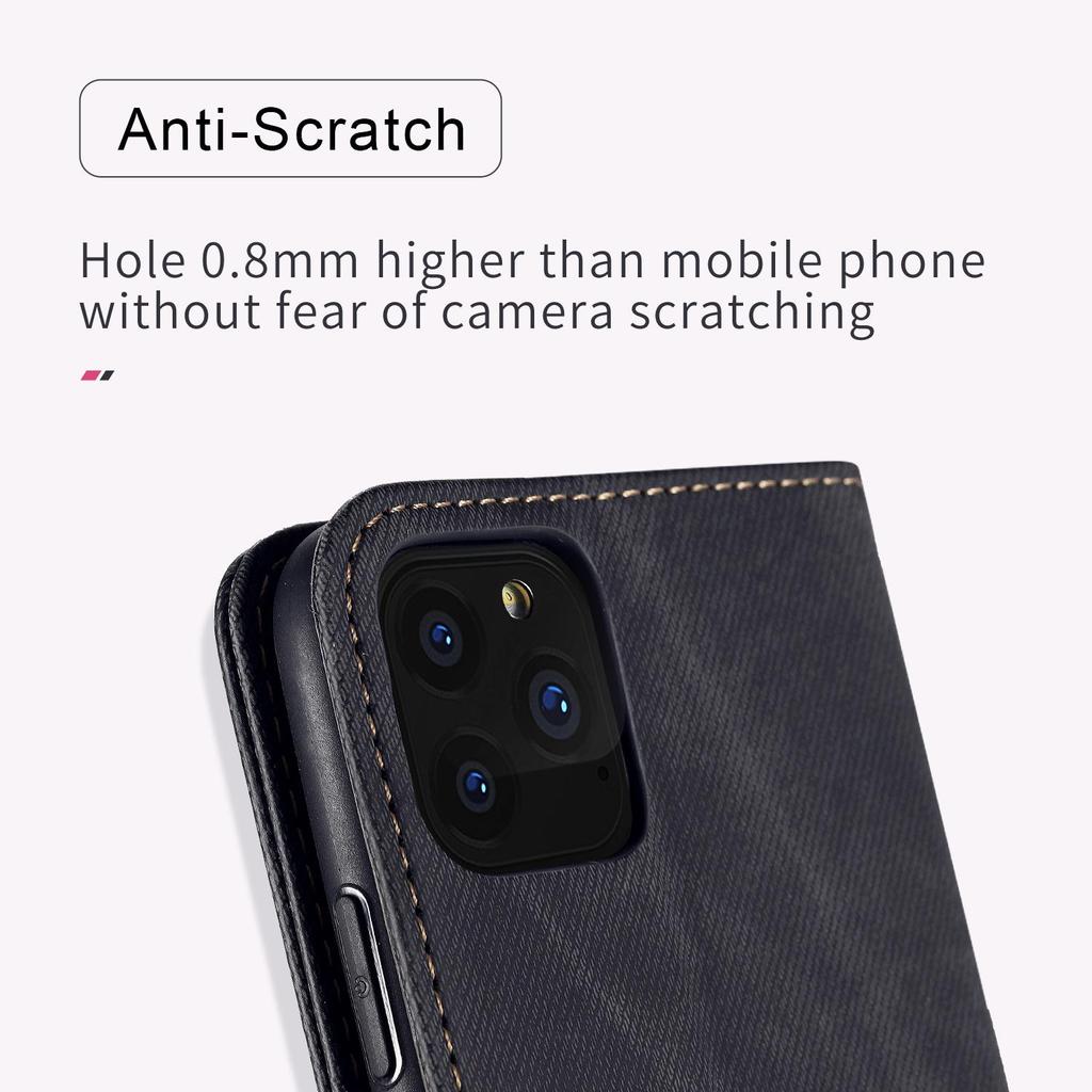 Custodia a portafoglio per rubrica telefonica in pelle denim cowboy di lusso per iPhone 12 Pro Samsung S20 Xiaomi Redmi Slot per scheda Huawei Business Slim Flip Cover magnetica