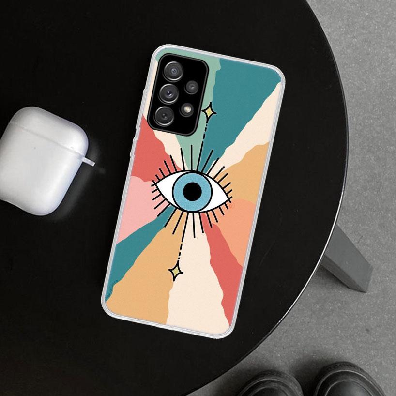 Glücksbringer Blauer Böser Blick Handyhülle Cover für Samsung Galaxy A12 A22 A32 A52 A72 A02S A51 A50S A31 A20S A10S Note 20 Ultra 10 Plus Ga