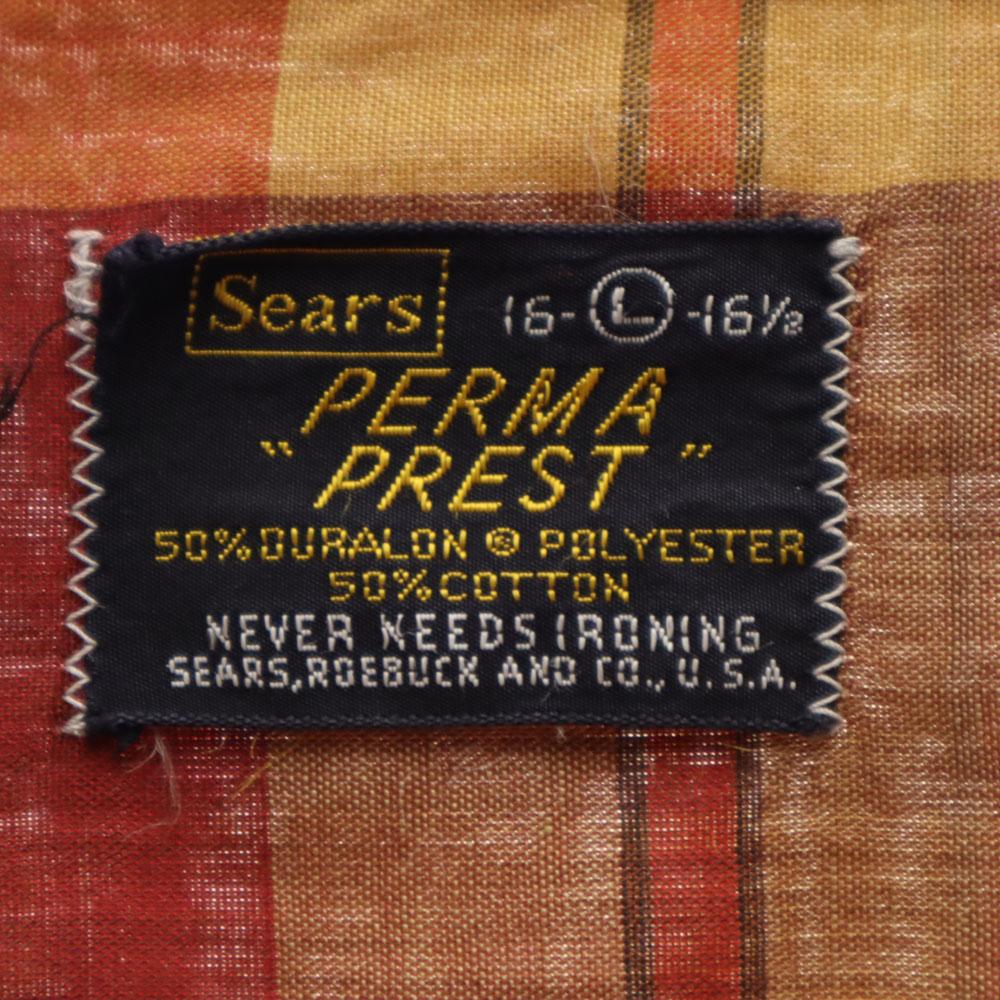 Sears 60s Vintage Box Cut Check Pattern Long Sleeve Shirt L Biggs Men's Used