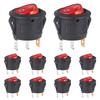 Round Rocker Switch Red Light Illuminated On Off 3 Pin 2 Position Mini Rocker Switch 125V 10A 250V 6A KCD1 Small Circle Toggle Switches For RV Car