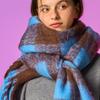 KOLEAT [Unisex] Zimowy Ciepły Dwustronny Izolowany Szalik w Kratę [Niebieski]