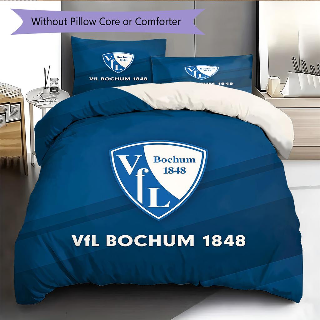 VfL Bochum Muster Bettwäsche Bettdecken-Set Heimdekoration Geschenk (1 Bettbezug + 2 Kissenbezüge (ohne Füllung))