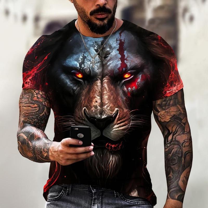 Kleurrijk Giraf Patroon T-shirt Voor Mannen Kleurrijk Dier 3D Print Korte Mouw T-shirts Zomer Straat Losse Tops Ronde Hals T-shirts