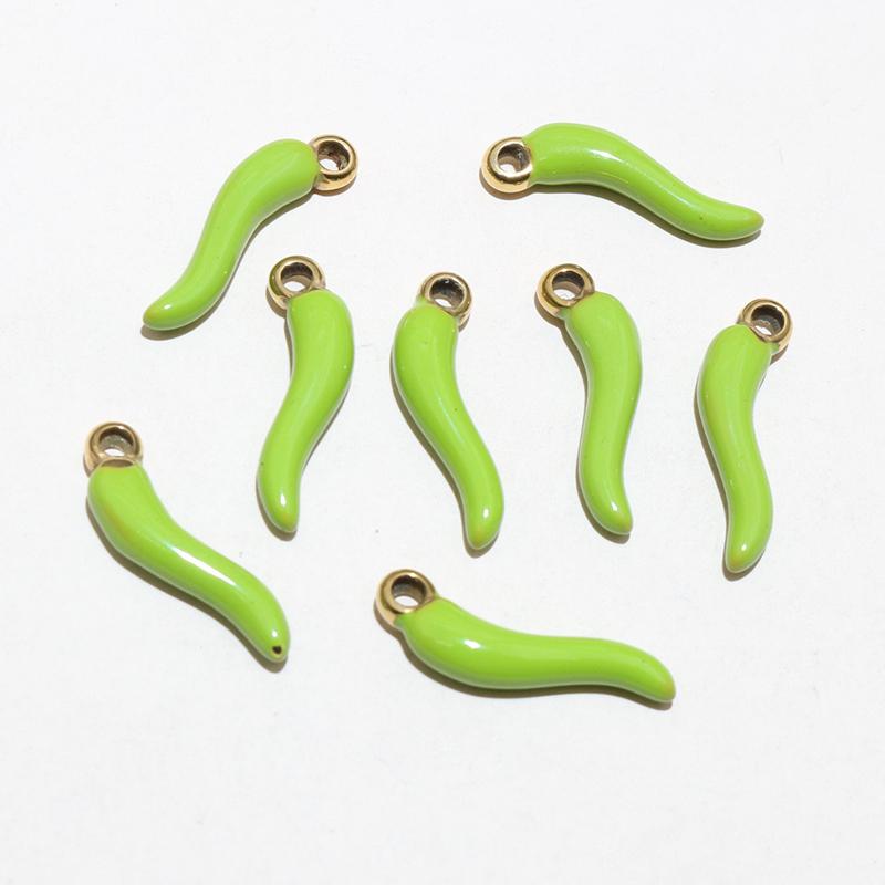 10pcs Stainless Steel Chili Pepper Pendant Charms Enamel Plant DIY Jewelry Making Accessories for Earrings Necklace Bracelet