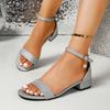 Fashion Women Sandals Ankle Strap Fashion Low Heels Sandals Woman 2025 New Open Toe Summer Shoes Female Casual High Heels Shoes Women
