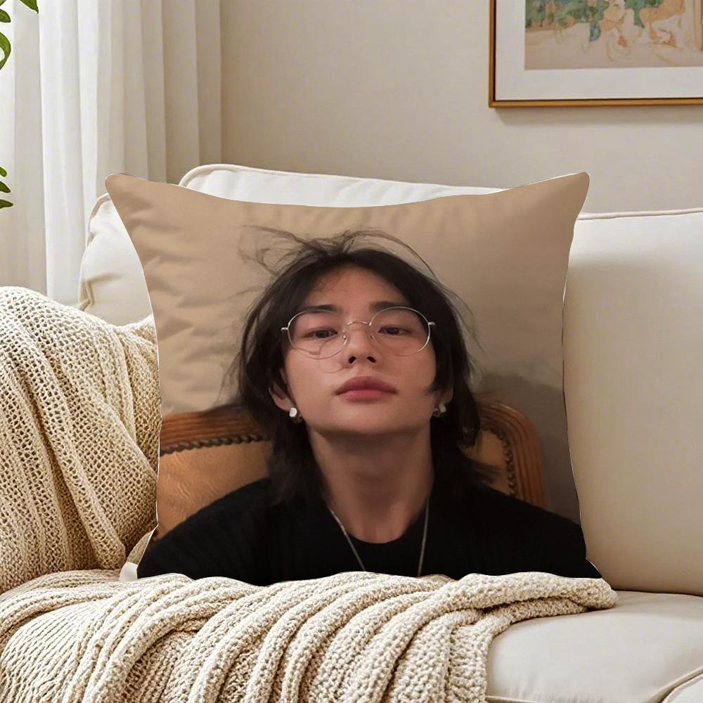 Handsome Singer H-Hyunjins Cushion Cover Linen Pillowcase Soft For Sofa Bed Home Room Decor