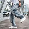 Jeans für Herren, gerade Jeans, Cargohose, Biker-Jeans, Herren, Baggy, lockere blaue Jeans