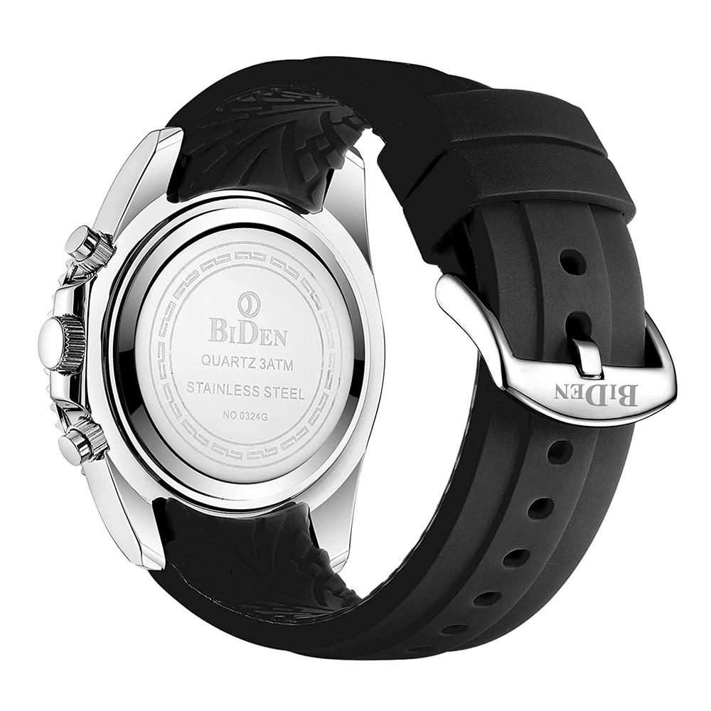Sportliche Uhr für Herren, wasserdichte Chronographenuhr mit Mineralglas, Silikonarmband, Armbanduhr