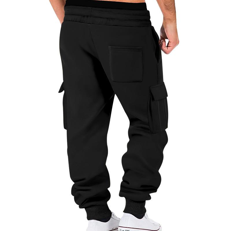 Autumn and Winter Fleece Men's Casual Overalls Men's Multi-pocket Drawstring 11-color Sports Casual Trousers
