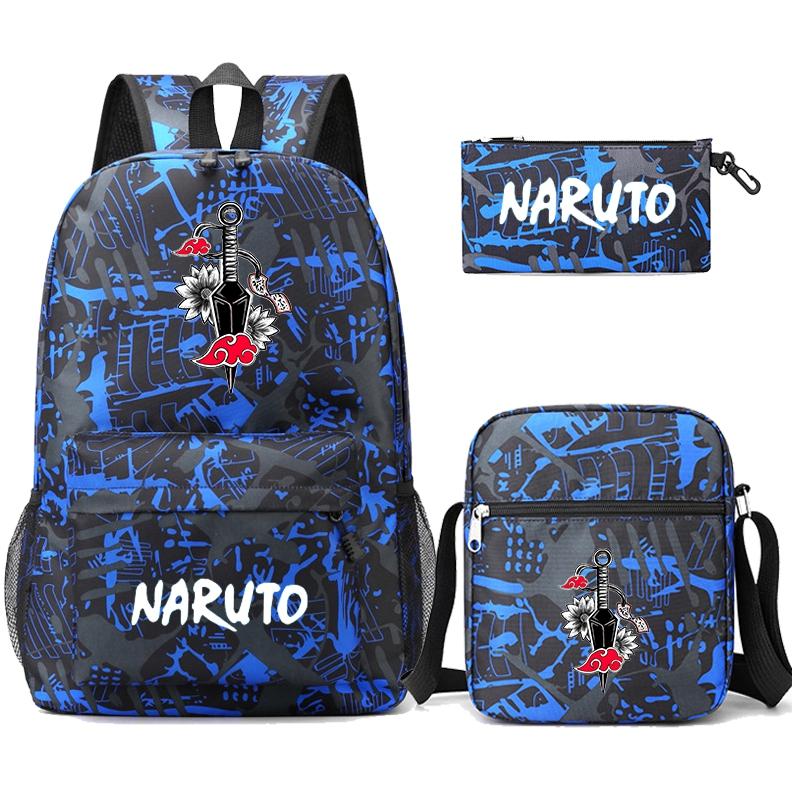 3 stuks/set Anime Naruto Rugzak met Schoudertas Etui voor Jongen Meisje Boekentas Rugzak Mannen Vrouwen Vrijetijds Reistas Rugzak