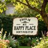 Funny Metal Decorative Sign This Is My Happy Place Don't F**k It Up Metal Sign Vintage Wall Art Sign for Man Cave Bedroom Garage Decor