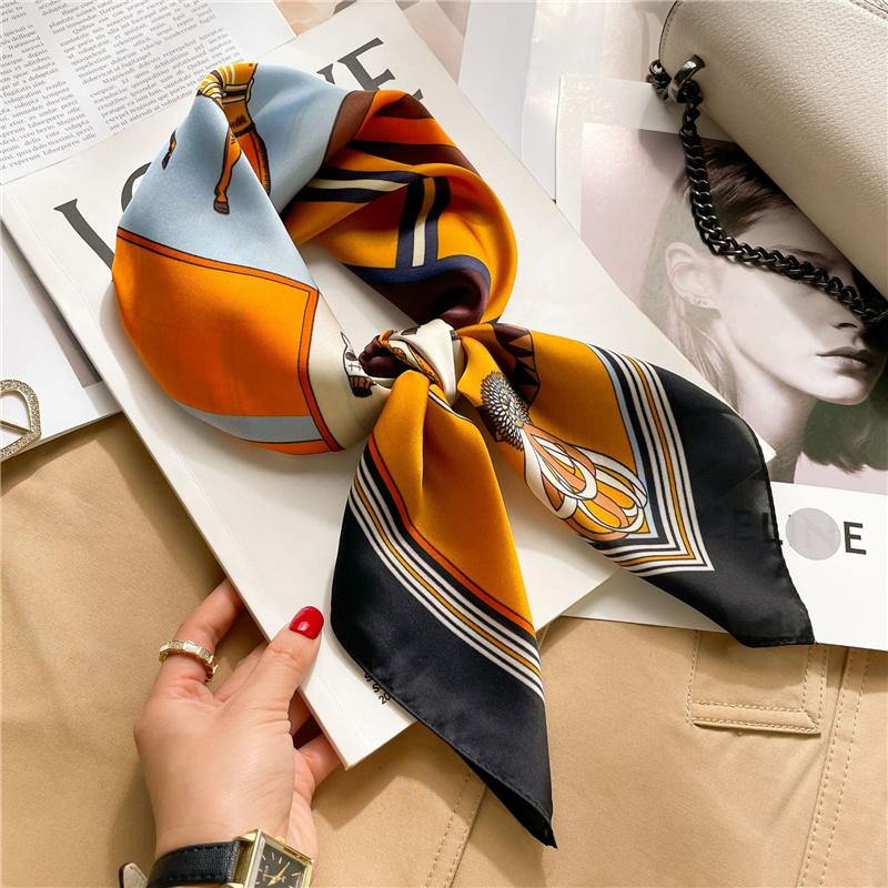 70*70cm Printed Square Scarf Women Kerchief Hairband Neckerchief Head Hijab Lady Headband Foulard Bag Ribbon