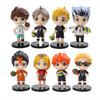 8 db/1 szett Haikyuu Figura Oikawa Tooru Modell Q verzió Hinata Shoyo Játék Kei Tsukishima Ajándékgyűjtemény Tadashi Yamaguchi PVC
