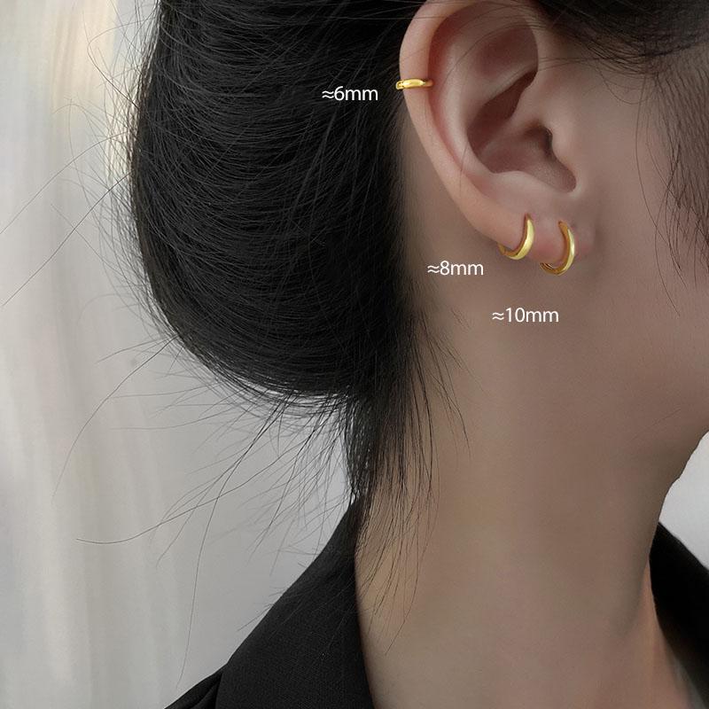 ANENJERY Minimalista Huggie Hoop fülbevaló nőknek arany pici kerek fülbevaló 6mm/8mm/10mm/12mm/15mm