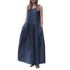 Summer Casual Round Neck Sleeveless Large Size Loose Solid Color Vest Long Swing Dress