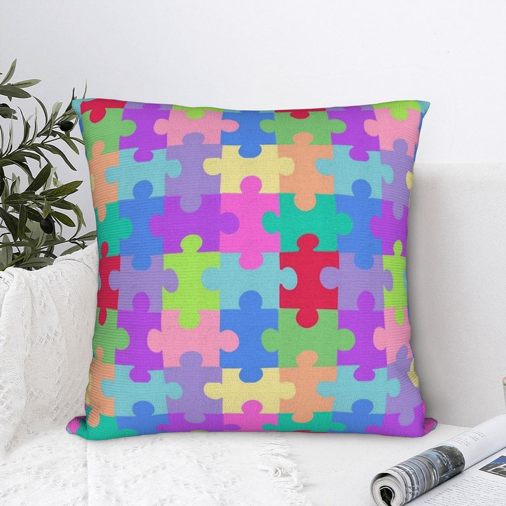 Pillow Case Pastel Candy Autism Awareness Puzzle Soft Pillow Cover For Wedding Party Home Decor Fashion Pillowcases