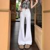 Witte Micro Flare Jeans Dames Petite Hoge Taille Hoefijzer Broek Dun en Veelzijdig Plakken Niet aan het Been Flare Broek Lange Denim Broek