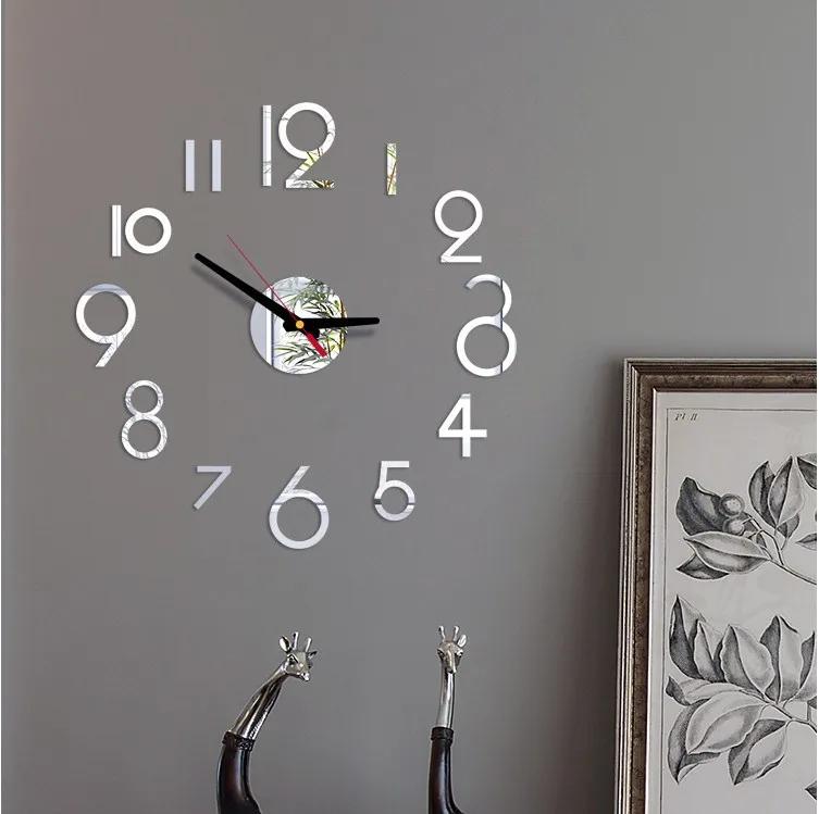 3D Wall Clock Acrylic Frameless Digital Clock Mirror Wall Sticker For DIY Living Room Bedroom Office Decorations Hanging Watch