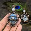 Owyhee Opal, Moonstone Copper Wire Wrap Jewelry Pendant 2.76" U6f93