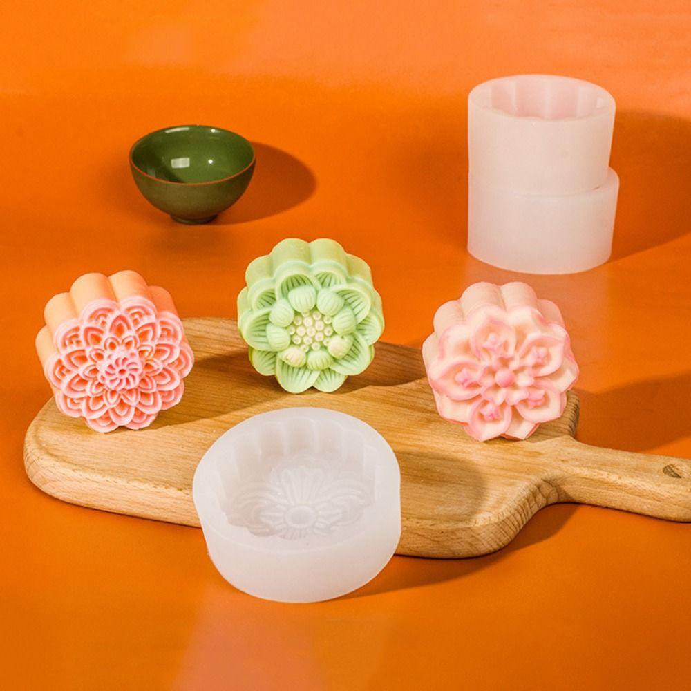Silicone Mung Bean Mold 3D Lotus Silicone Mold Festival Pastry Mould for Dessert Pastry Candle