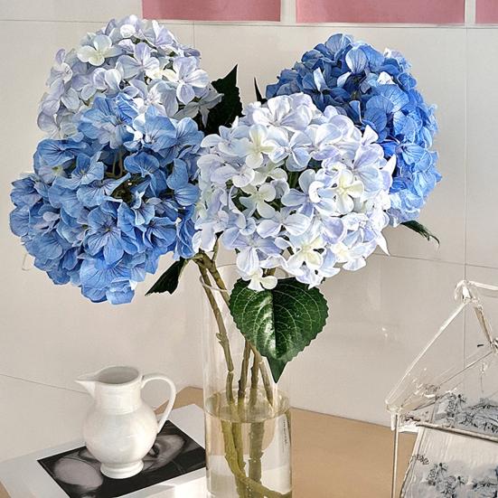 4 Pcs Artificial Hydrangea Flower Large Lifelike Faux Silk Hydrangeas with Stem