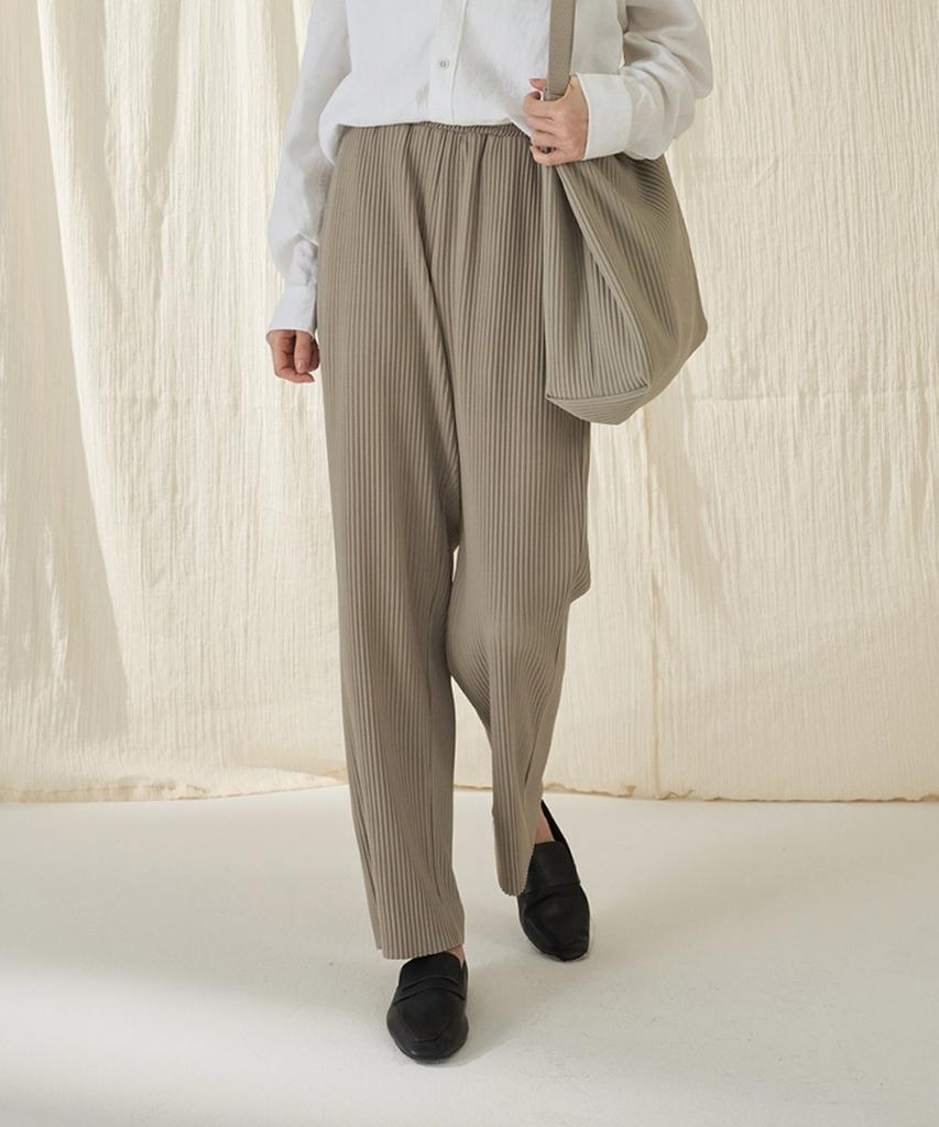210EDIT Pleated Semi-Wide Pants_Zd2Pt161_Beg