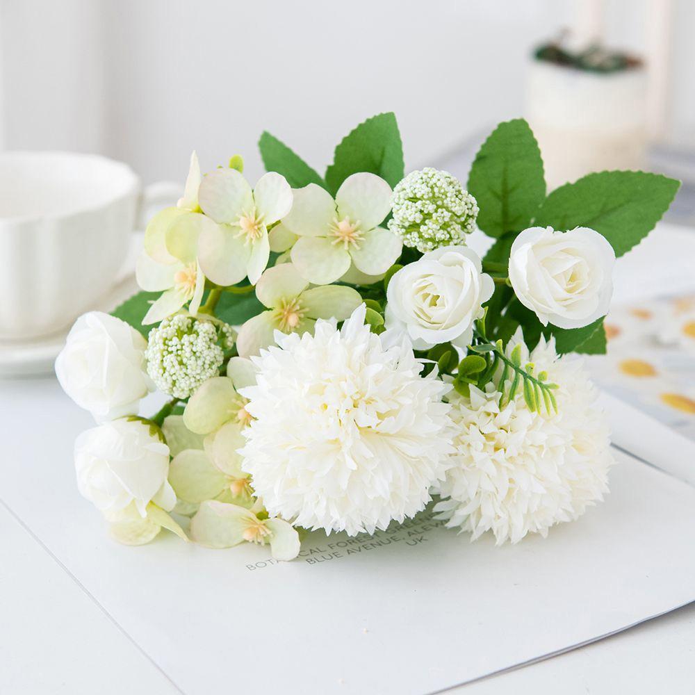 Artificial Flowers Silk Bulbous Chrysanthemum Rose Festival Wreath Wedding Bridal Bouquets Home Vase Sale Diy Gift Box Decor