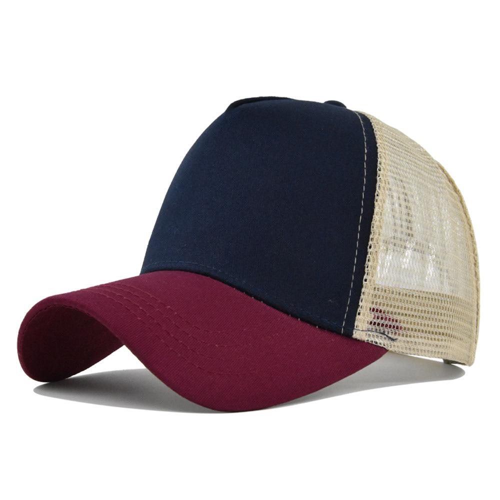 Custom Trucker Hat Logo Cotton Mesh Breathable Baseball Cap Women Men Summer Sunshade Mesh Cap 5 Panels Truck Hat Cap Wholesale