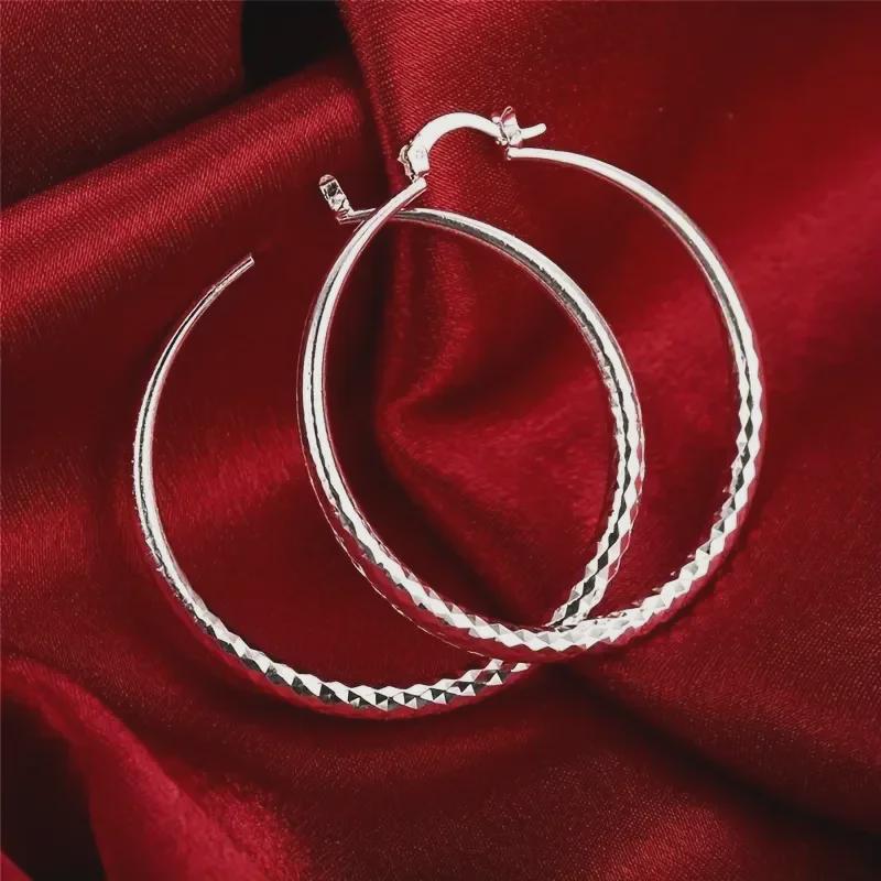 Kayi Elegant Silver-Plated Copper Hoop Earrings - Luxury Style for Women, Perfect for Daily Wear or Parties