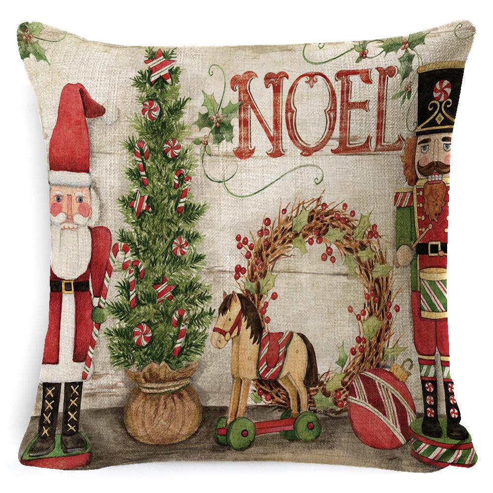 Christmas Linen Pillow Case Home Nap Lumbar Cushion Pillow Sofa Bedside Cushion Pillow Case