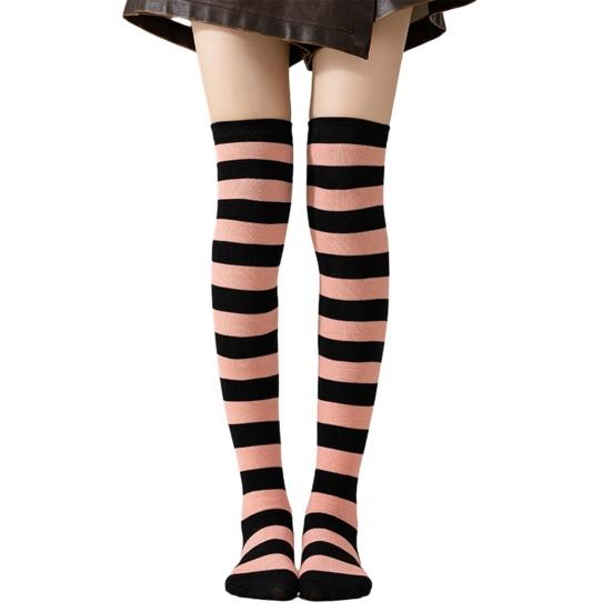 Meias Listradas até a Coxa Meias Acima do Joelho Meias até a Coxa para Retrô Elásticas Femininas Coloridas Meninas Cosplay Lolita