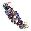 Natural Ammonite Titanium Shell, Topaz 925 Sterling Silver Bracelet 7-8" e3Q22