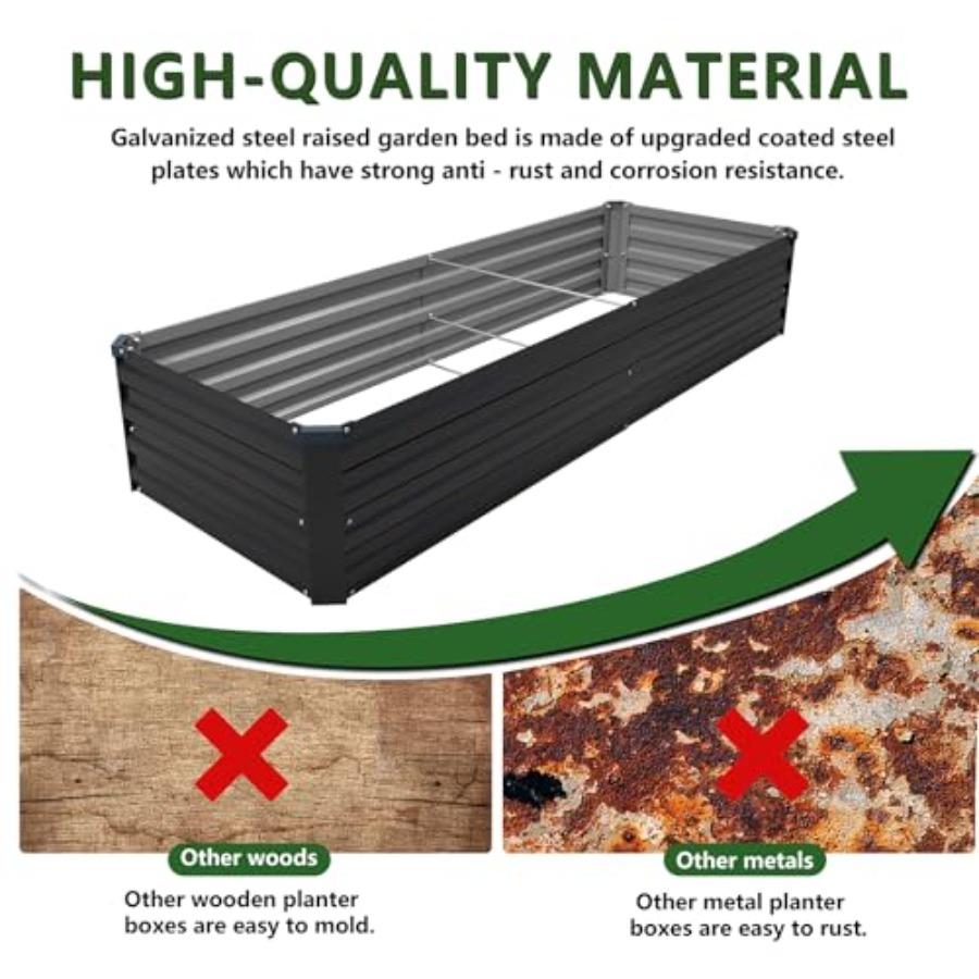 8×2×1FT 2PCS Galvanized Raised Garden Bed Kit Metal Planter Boxes Large Outdoor Planters Garden for Planting Vegetables Flowers