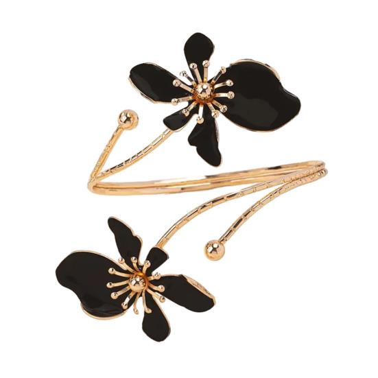 Flower Bracelet Arm Cuff Women Upper Arm Cuff Adjustable Open Bangle Armlet Bracelet Wrist Jewelry for Party Wedding Holiday
