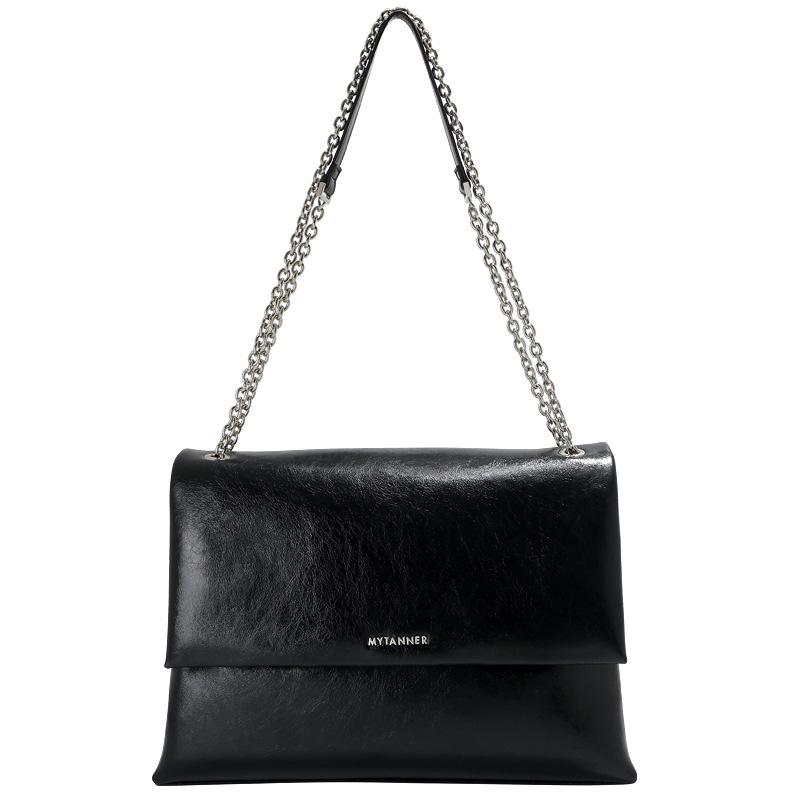 Cowhide Tote Bag Women's Commuter Shoulder Bag Underarm Large Capacity Computer Bag Fashionable Simple Chain Stray Bag