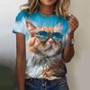 Summer Funny Cool Cat 3D Print T-shirts Women Streetwear Casual Fashion Y2k Short Sleeve T Shirt O-neck Tees Tops Clothing