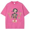 Skull Butterfly Print T-shirt Men Vintage Distressed Washed Short-sleeved Printed T Shirt Tee Tops Couple Tshirts