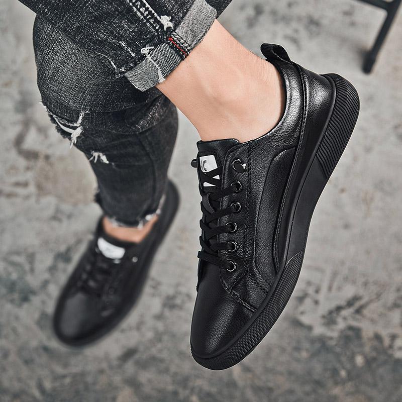 2024 New Men Fashion Casual Leather Shoes Outdoor Non-slip Wear-resistant Sports Shoes Comfortable Flat Minimalist Shoes for Men