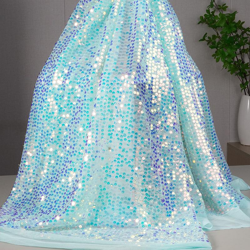 Colorful Rainbow Shiny Piece Gradient Fabric 6mm Sequin Embroidery Fabric Party Costume Dress Background Packaging Mesh Cloth
