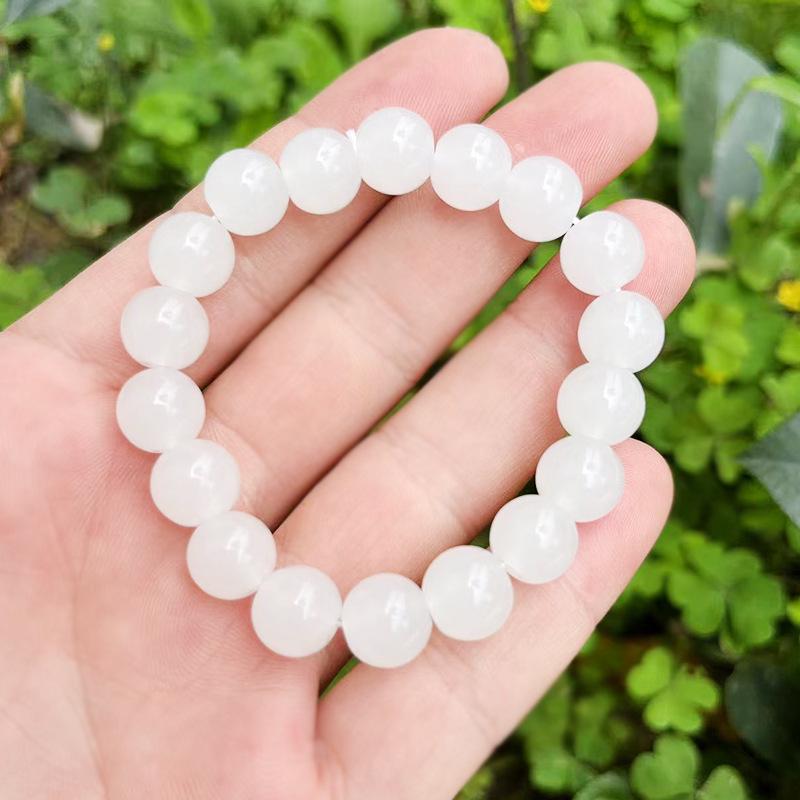 Witte Marmer Hetian Jade Imitatie Kralen Armband – Veelzijdig en Elegant