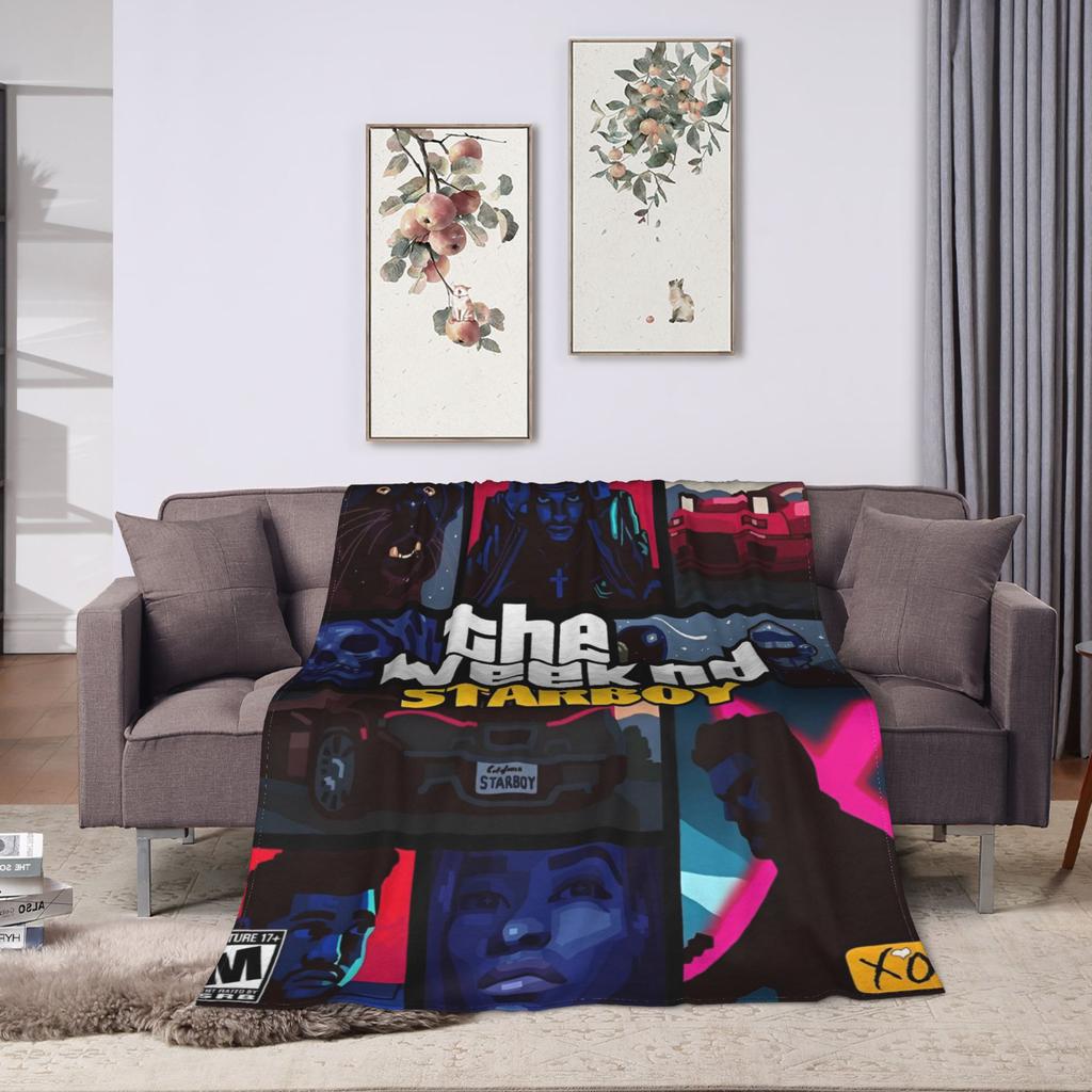 The Weeknd Pop-Sänger Decke Korallenfleece Plüsch Druck Multifunktionale Super Warme Überwurfdecken für Zuhause Büro Steppdecke
