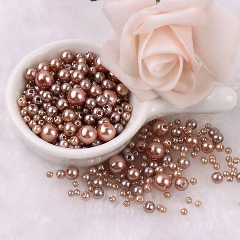 DIY Colorful Pearls Mix Size Beads With Hole Imitation Pearl Jewelry Making
