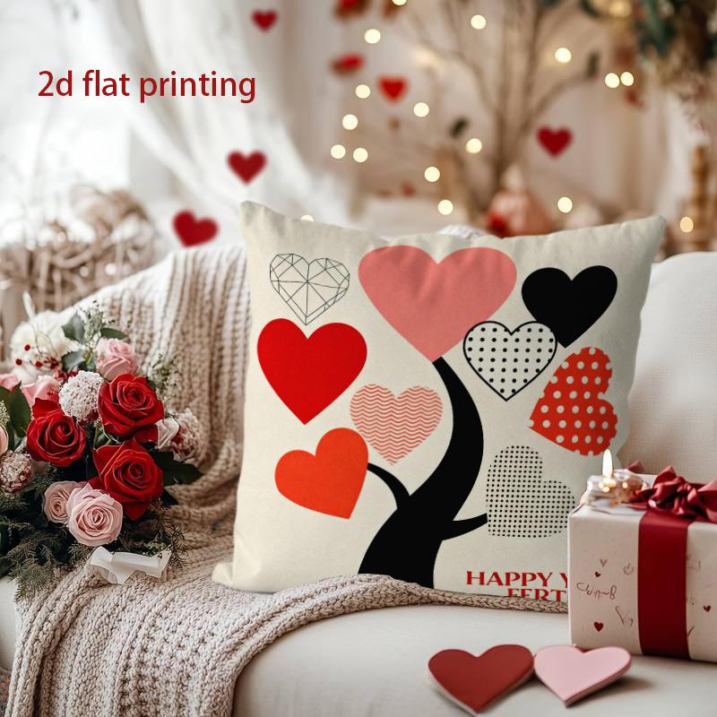 Heart Tree Pattern Pillow for Valentine's Decor Pattern Cushion Cover Suitable for Sofa Bedroom Car Pillow Cover
