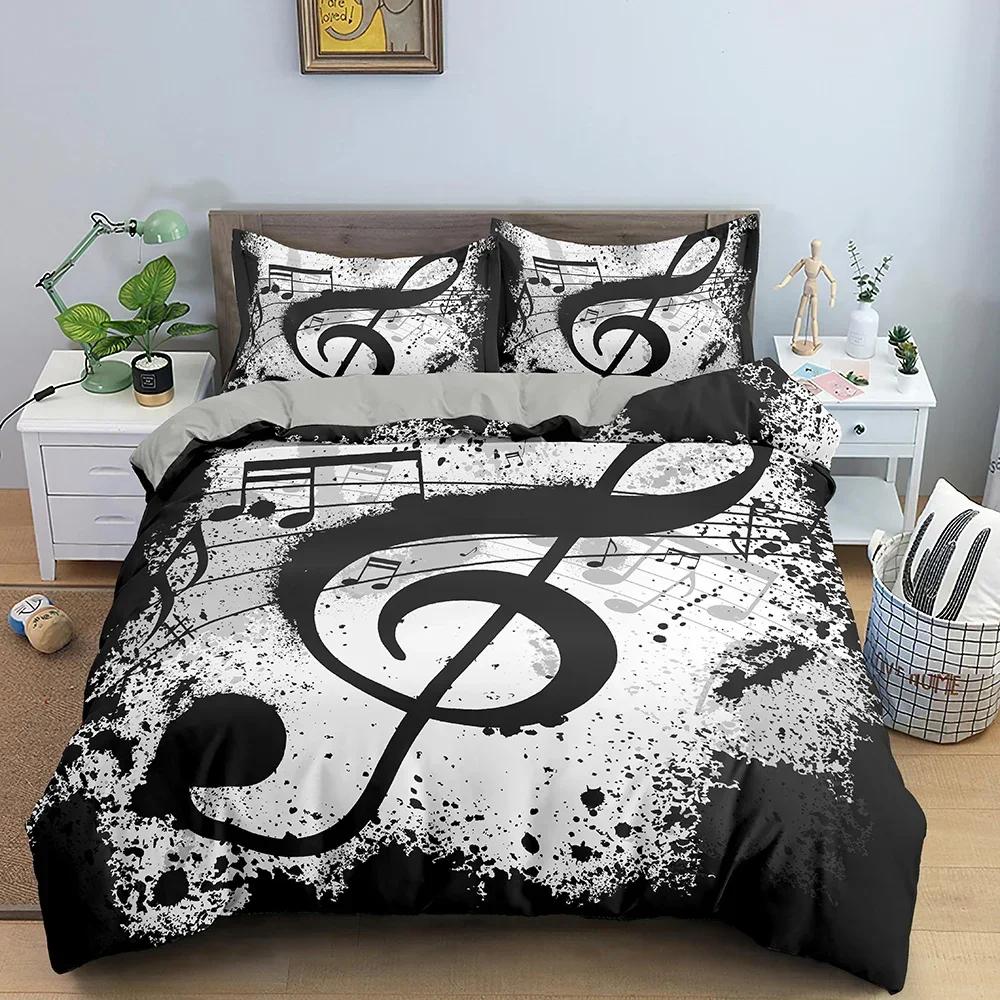 Musiknot Musiktema Bekvämt Påslakan Örngott Sängklädesset Barn Sovrumsdekoration Hemtextil