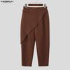 INCERUN Herren Hose mit elastischem Bund hinten, lässig, lang, vorne mit Lagen, Haremshose