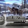 Papiers Peints Photo 3D Modernes Animaux Lou Blanc Neigeux Fresques Salle d'Étude Salon Canapé Fond Mur Papiers Muraux