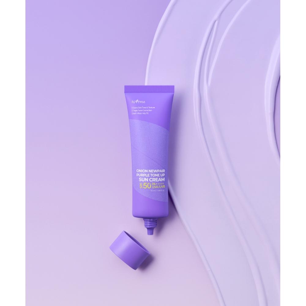 Isntree Onion New Fair Purple Tone Up Sun Cream 50ml  Free  Yam Cleansing Milk 3ml 3ea 