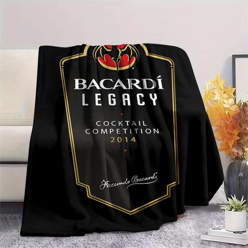 1PC Bacardi Print Flannel Blanket, High quality Comfortable for All Seasons, Home Decor, Warmth and Comfort, Perfect for Christmas Gifts