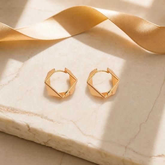 1 Pair Hoop Earrings for Women, Thick Chunky Geometric Rhombus Earrings, Statement Small Huggie Hoop Earring