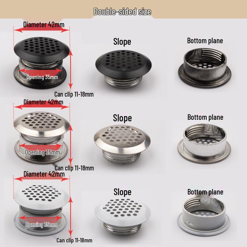 Stainless Steel Round Ventilation Cover for Shoe & Kitchen Cabinets